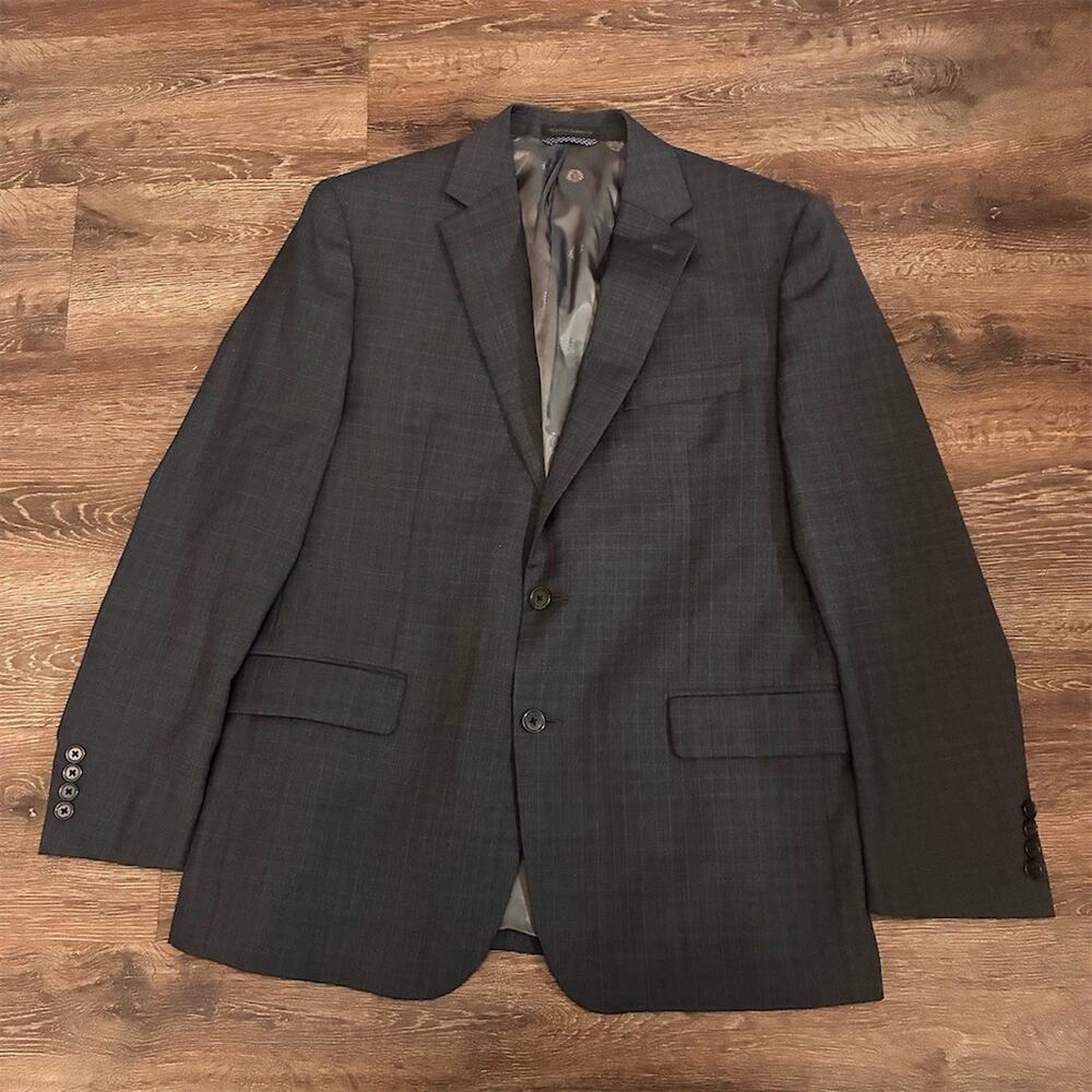 Lauren Ralph Lauren Sport Coat Blazer Mens 42R Charcoal Gray Plaid 2B